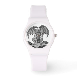 Golem Gargoyle, Schwarzweiß-Design Armbanduhr