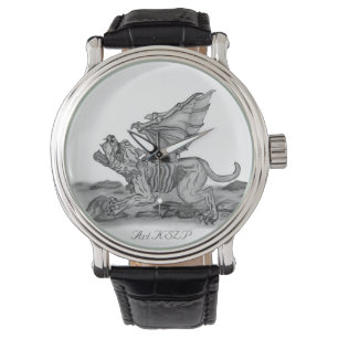 Golem Gargoyle, Schwarzweiß-Design Armbanduhr