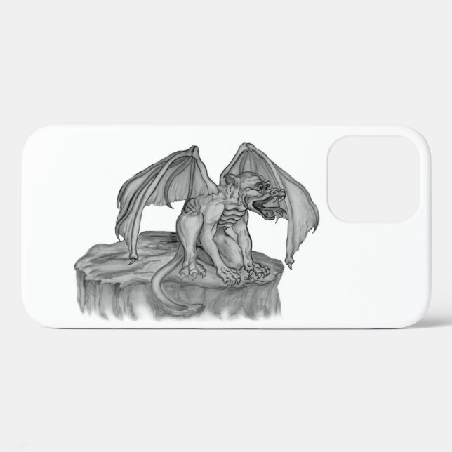 Golem Gargoyle Schwarzweiß-Design Case-Mate iPhone Hülle (Rückseite (Horizontal))