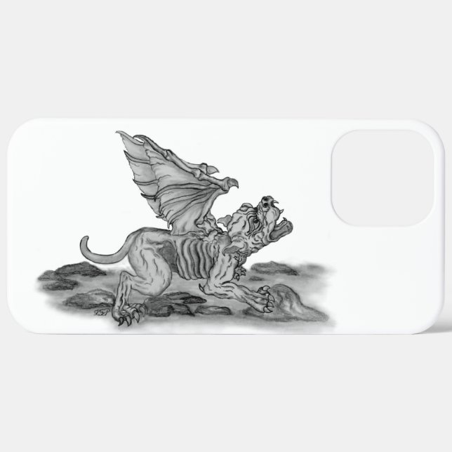 Golem Gargoyle Schwarzweiß-Design Case-Mate iPhone Hülle (Hinten (horizontal))