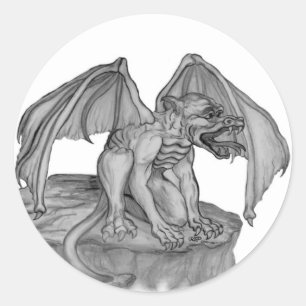 GOLEM - Gargoyle Schwarzweiß-Design Runder Aufkleber