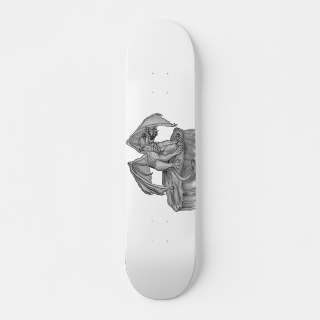 GOLEM - Gargoyle Schwarzweiß-Design Skateboard (Vorne)