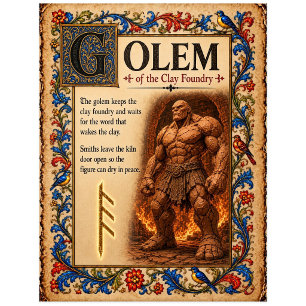 Golem, mittelalterliche Bestiarien-Kunst Postkarte