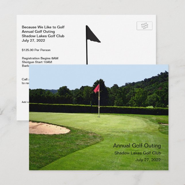 Golf 18. Loch Benutzerdefinierte Texteinladung Einladungspostkarte (Vorne/Hinten)