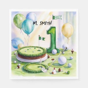 Golf 1. Geburtstag 1 Jahr alter Golfer mit Name Serviette