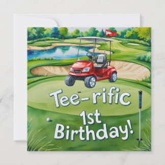 Golf 1. Geburtstag Golfer macht eins Einladung