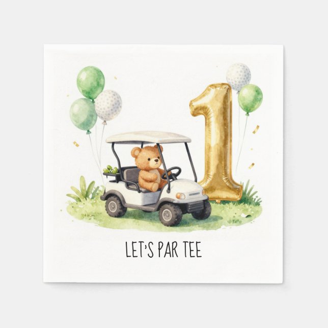 Golf 1. Geburtstag Let's Par Tee Serviette (Vorderseite)