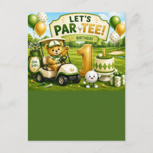 Golf 1. Geburtstagseinladung Postkarte