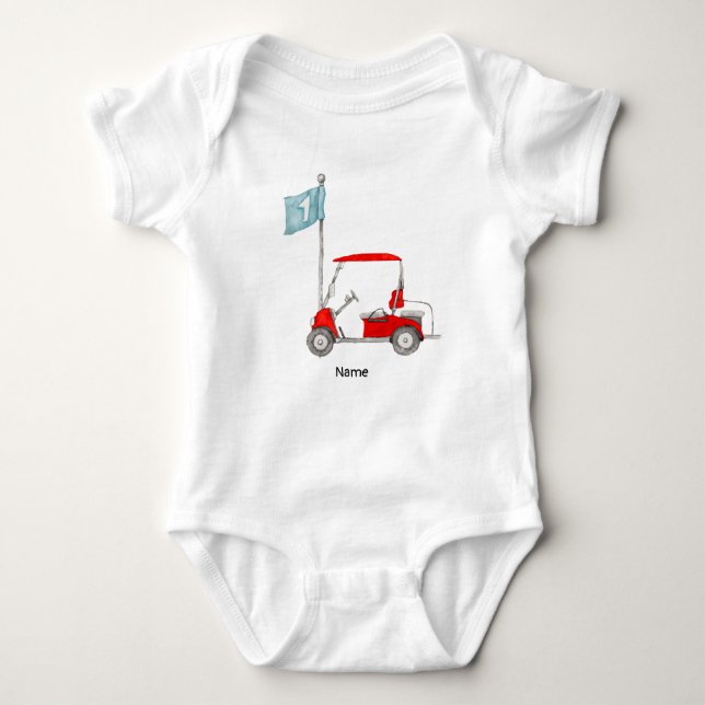 Golf 1. Geburtstagsgolfplatz Party Baby Strampler (Vorderseite)