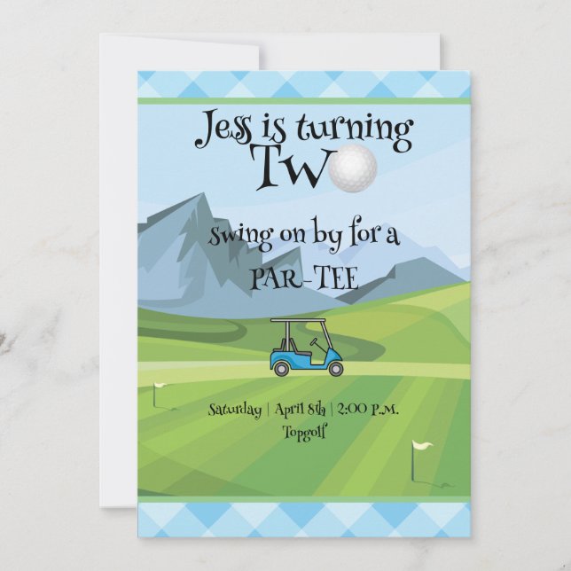 Golf 2. Geburtstag Einladung (Vorderseite)