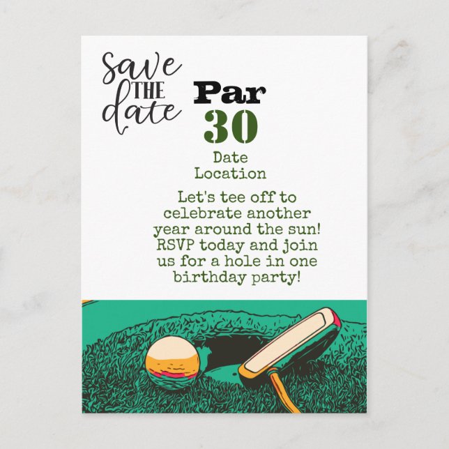 Golf 30e fête d'anniversaire enregistrer la carte  (Devant)
