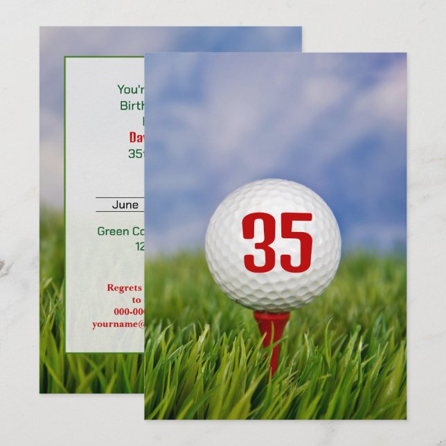 Golf 35. Geburtstagsparty Einladung (Vorne/Hinten)