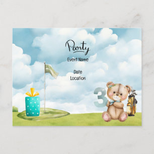 Golf 3. Geburtstag Terminankündigung für Babyjunge Postkarte