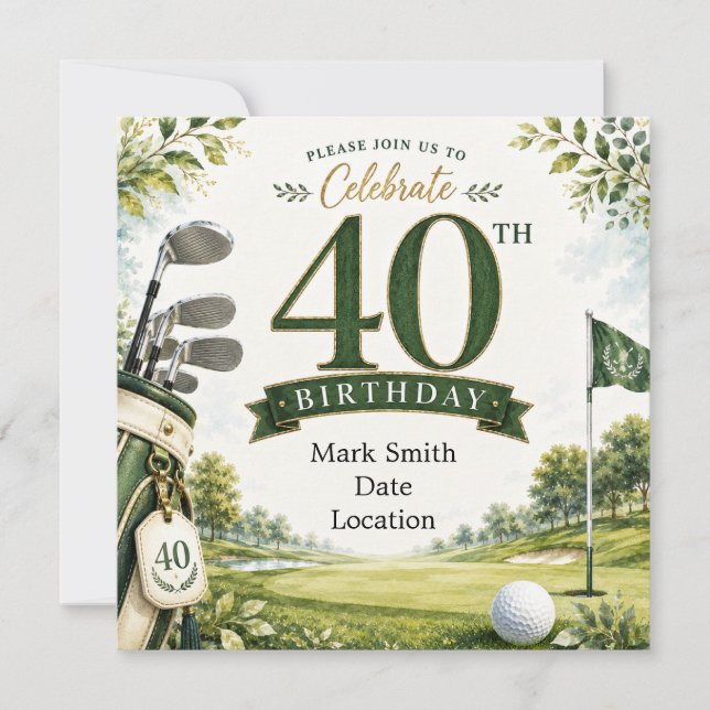 Golf  40. Geburtstag  Einladung (Vorderseite)