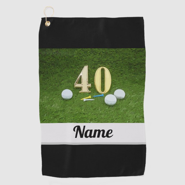 Golf 40. Geburtstag Jubiläum mit Golfball Golfhandtuch (Vorderseite)