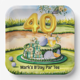 Golf 40. Geburtstag mit Cake on Course for Golfer Pappteller