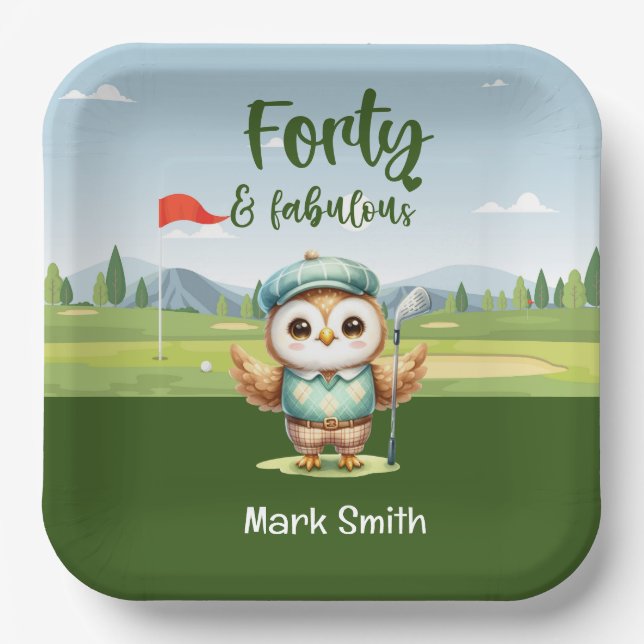 Golf 40. Geburtstag Party Golfer Geburtstag Pappteller (Vorderseite)