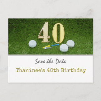 Golf 40. Geburtstag Save the Date für Golf Party Postkarte