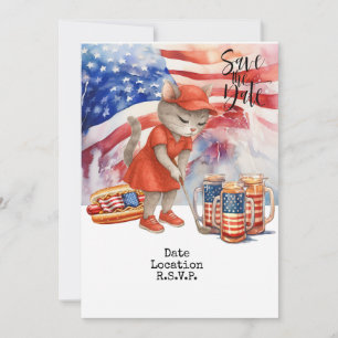 Golf 4 Juli Cat Einladungskarte Save the Date