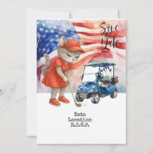 Golf 4 Juli Cat Einladungskarte Save the Date