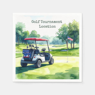 Golf 4. Juli Unabhängigkeitstag mit Golfwagen Serviette