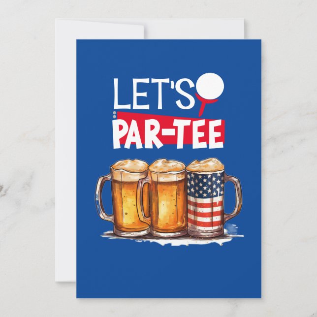 Golf 4. Juli Unabhängigkeitstag Party Einladung (Vorderseite)