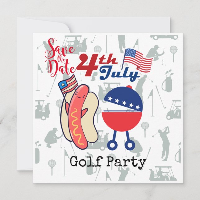 Golf 4. Juli Unabhängigkeitstag Party Save The Date (Vorderseite)