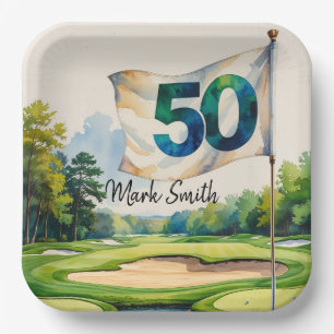 Golf 50. Geburtstag auf Golfplatz Pappteller