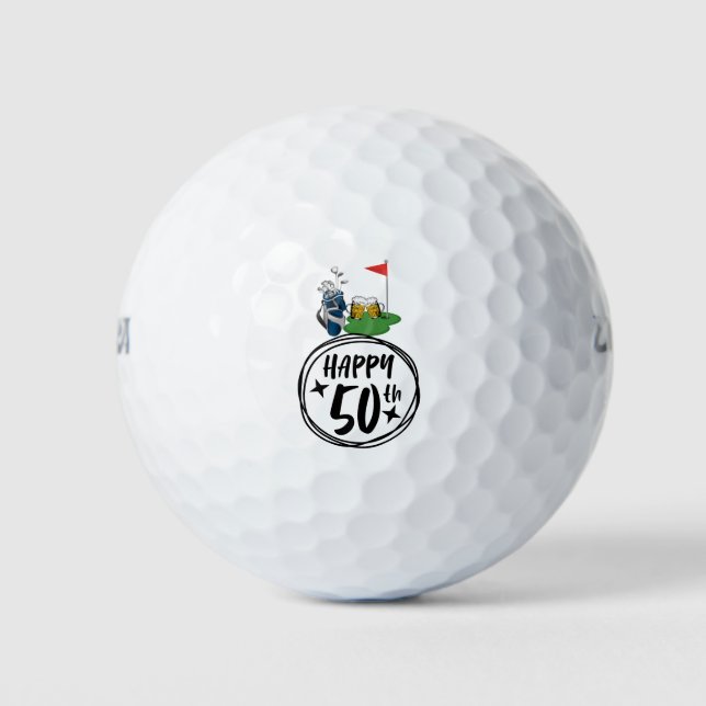 Golf 50. Geburtstag für Golfer mit Bier Golfball (Vorderseite)