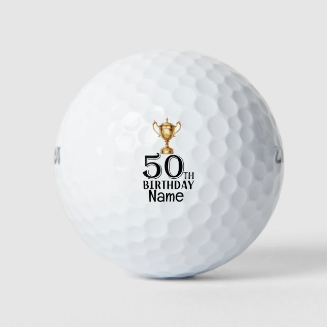 Golf 50. Geburtstag mit Gewinnercup Golfball (Vorderseite)