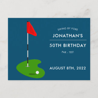 Golf 50. Geburtstagsparty Einladung Postkarte
