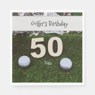 Golf 50. Golfer Geburtstag mit Bälle auf Grün Serviette