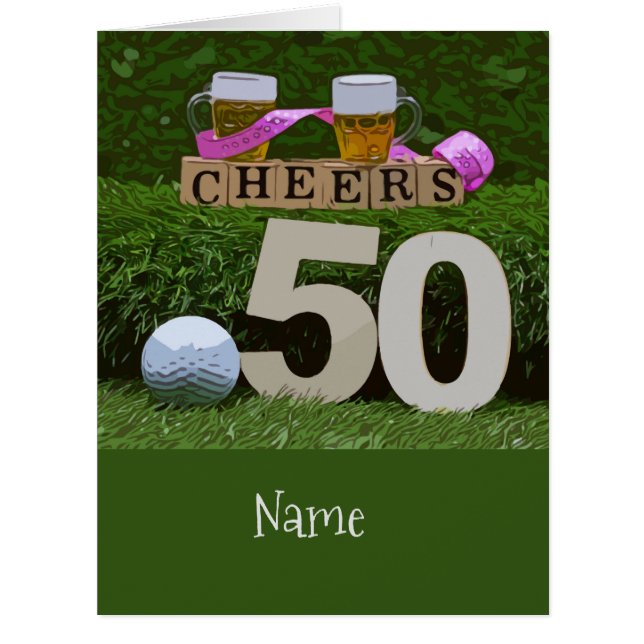 Golf 50th Birthday with golf ball and beers Cheers (Vorderseite)