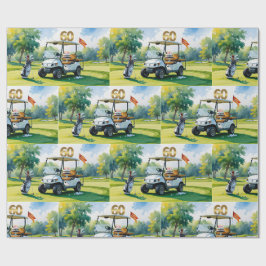 Golf 60. Geburtstag mit Golf Cart über Green Geschenkpapier