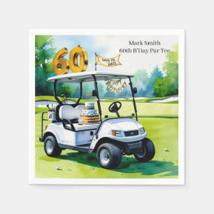 Golf 60. Geburtstag mit Golf Cart über Green Serviette