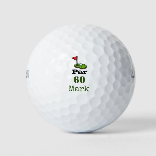 Golf 60. Geburtstag Par tee sechzig Golfball (Vorderseite)