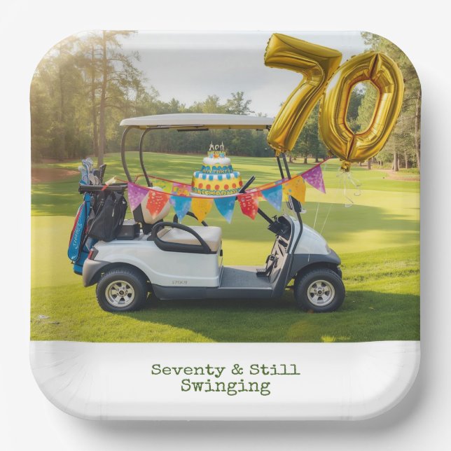 Golf 70. Geburtstag Par Tee Golfer Party Pappteller (Vorderseite)