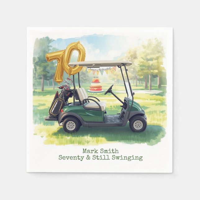 Golf 70. Geburtstag Par Tee Golfer Party Serviette (Vorderseite)