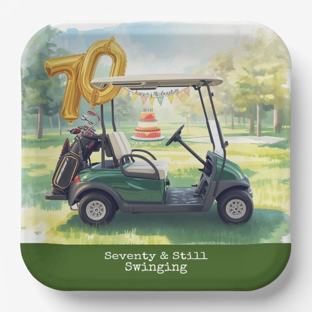 Golf 70th birthday Par Tee Golfer party Pappteller (Vorderseite)
