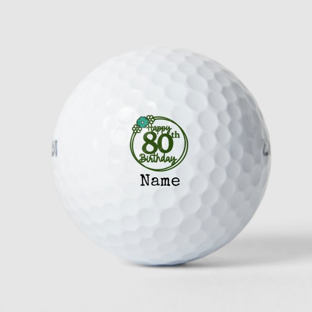 Golf 80. Geburtstag Golfer Name Nummer Golfball (Vorderseite)