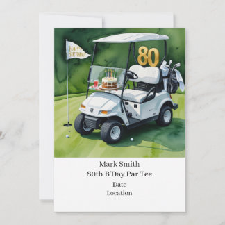 Golf 80. Geburtstag mit Golf Cart über Green Einladung