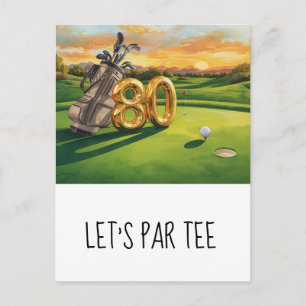 Golf 80. Geburtstagsfeier Lass uns Abschlag nehmen Postkarte