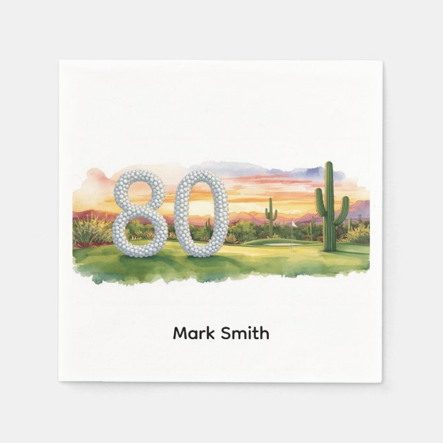 Golf 80th Birthday with golf ball  Arizona golfer Serviette (Vorderseite)