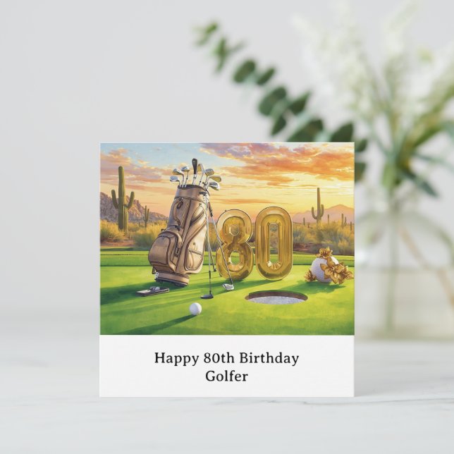 Golf 80th Birthday with golf ball for golfer Card Karte (Stehend Vorderseite)