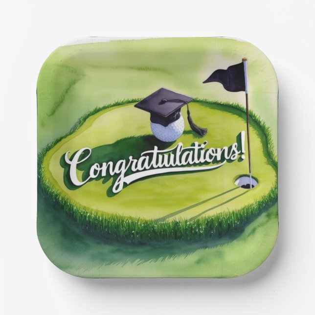 Golf-Abschluss-Kongratulationsparty auf grün Pappteller (Vorderseite)