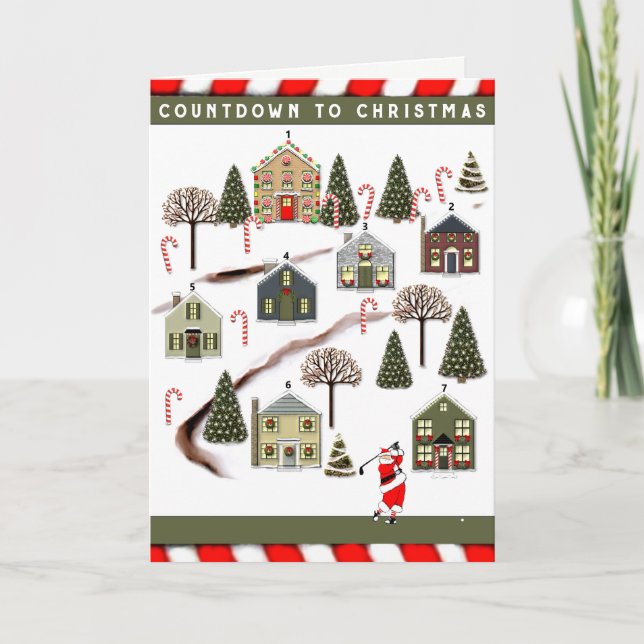 Golf Adventskalender Feiertagskarte (Vorderseite)