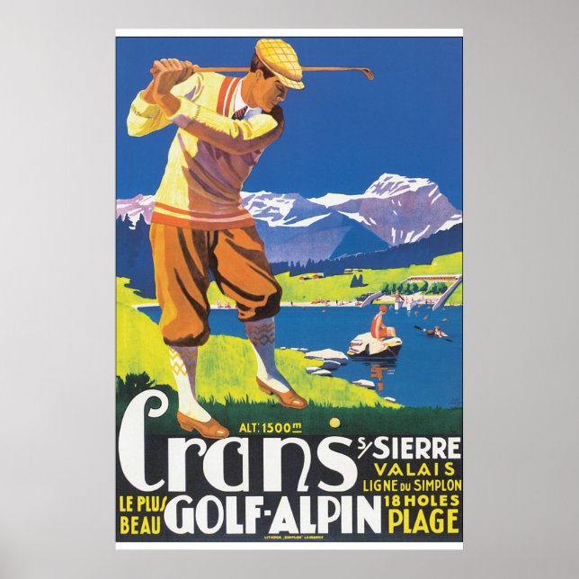 Golf Alpin Vintage Reiseplakat Poster (Vorne)