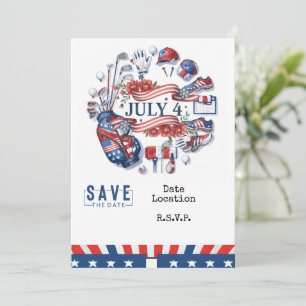 Golf am 4. Juli Unabhängigkeitstag für amerikanisc Save The Date