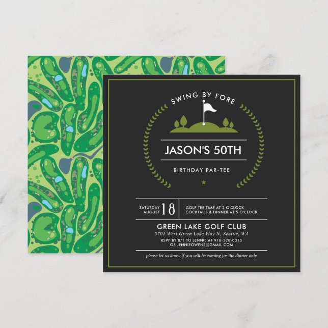 Golf Anniversaire Fête Invitation (Devant / Derrière)