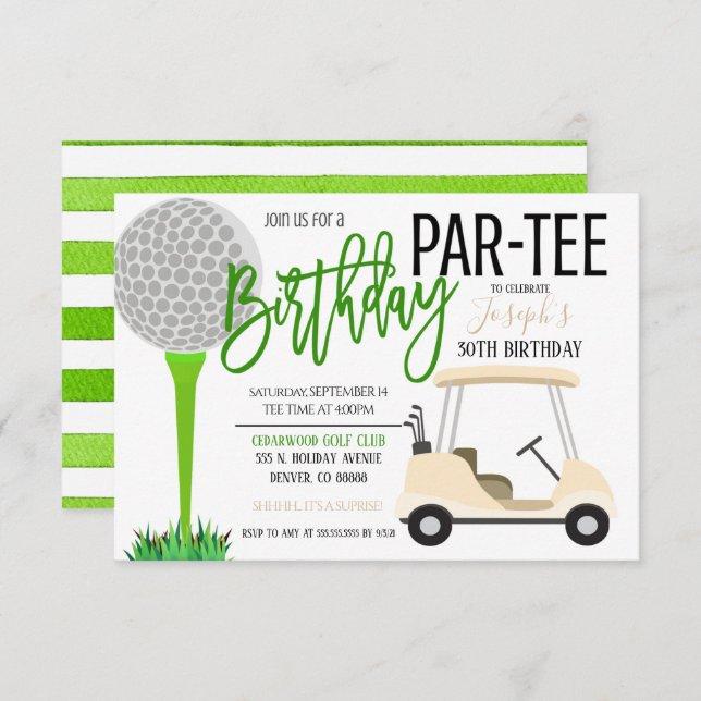 Golf Anniversaire Fête Invitation (Devant / Derrière)